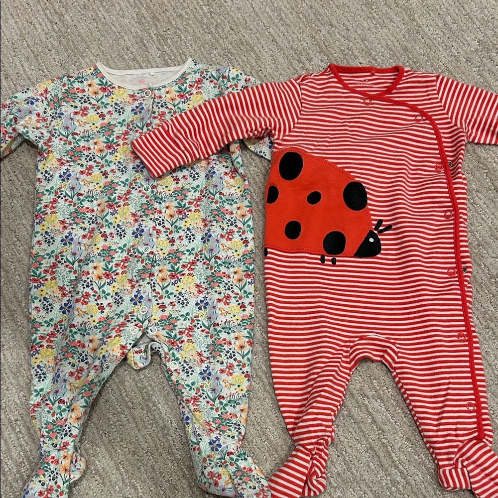 Next Red Striped and Floral Bodysuit Set